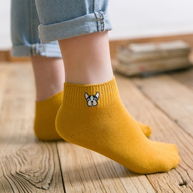 Unisex Socks with Dog Embroidery 3 Pairs Set