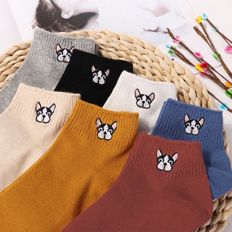 Unisex Socks with Dog Embroidery 3 Pairs Set