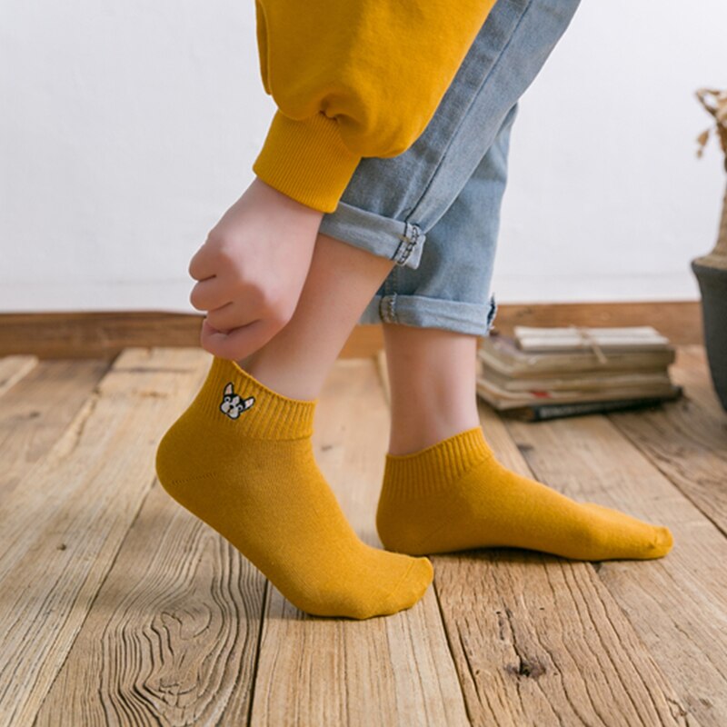 Unisex Socks with Dog Embroidery 3 Pairs Set