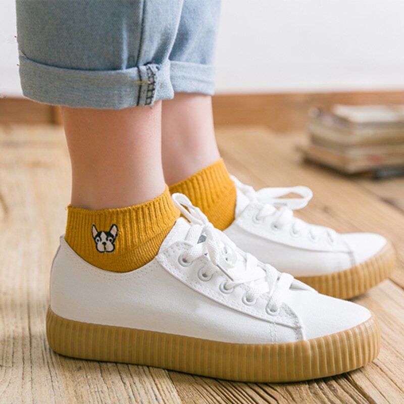 Unisex Socks with Dog Embroidery 3 Pairs Set