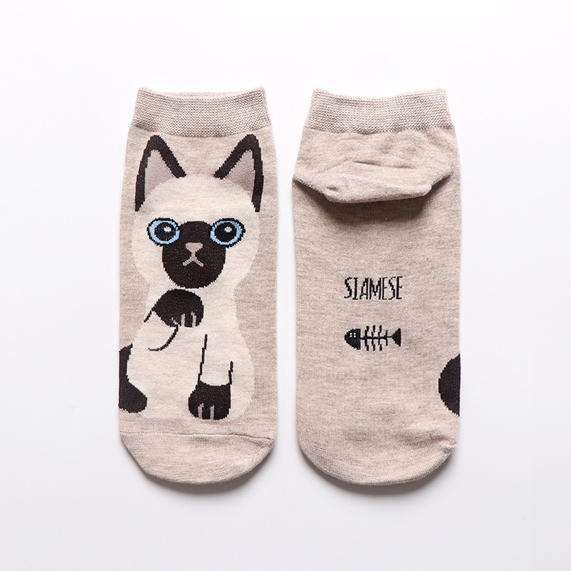 Women's Cat Patterned Socks 5 Pairs Set