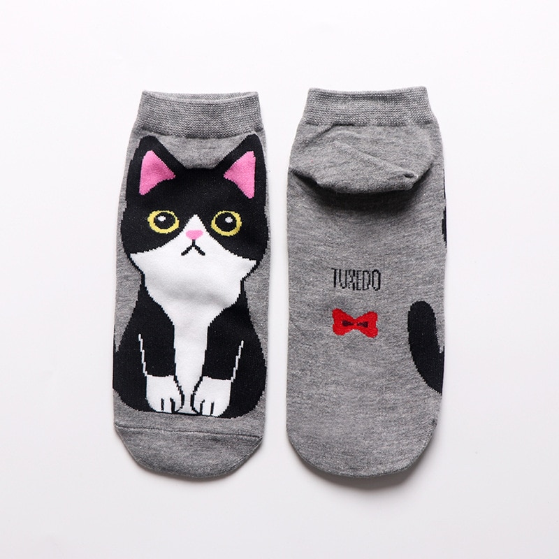 Women's Cat Patterned Socks 5 Pairs Set